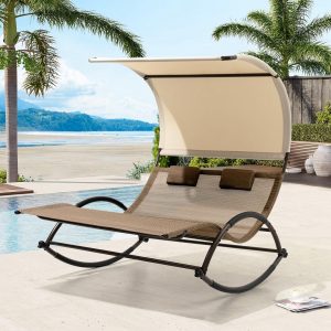 Chaise Rocking Lounge, Portable Brown