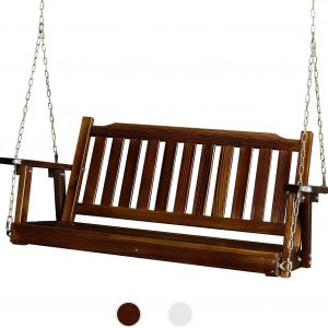 4 Ft Wooden Porch Swing, Solid Fir, Rustic