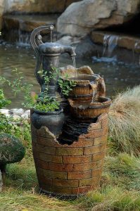 Water Pump Cascading Water Fountain, Brown/Black