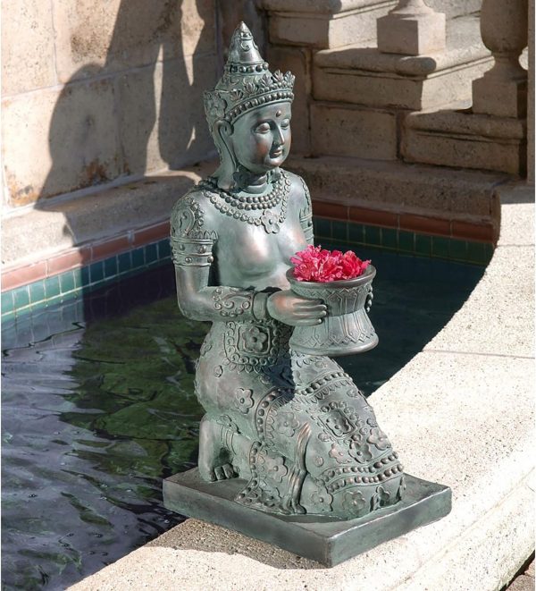 Thai Princess Yard Statue, Green Bronze Finish