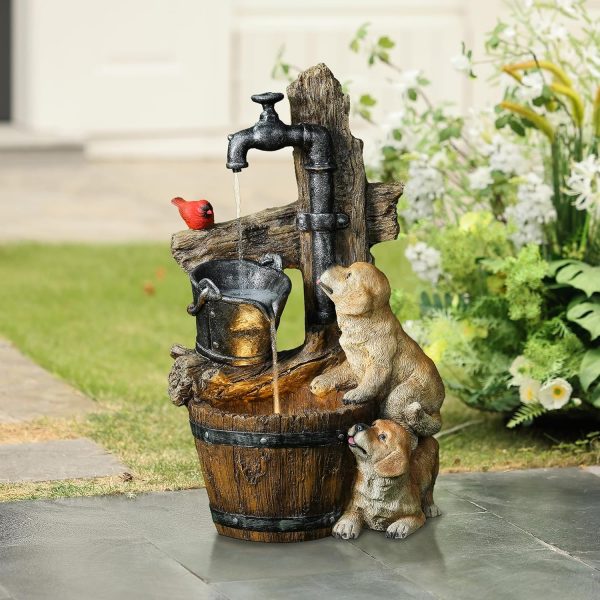 Water Fountain w Puppies n LED Light