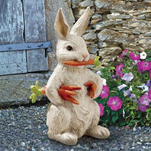 Rabbit w Carrots Easter Garden Decor Statue