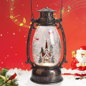 Musical Snow Globe Lantern: Christmas Church Scene