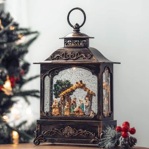 Musical Lighted Snow Globe Lantern -The Birth of King