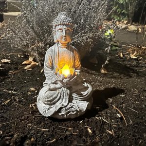 Buddha Statue Solar Powered Flickering LED Light