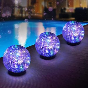 Crackle Glass Ball Solar Lights Outdoors