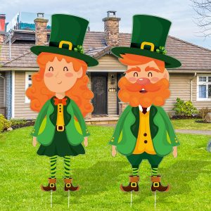 2 St. Patrick's Day Leprechaun Yard Signs