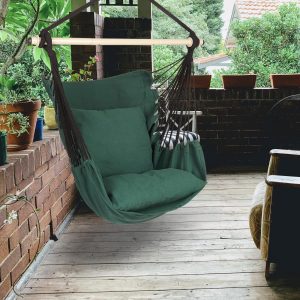 Green Hammock Chair Swing w 2 Cushions