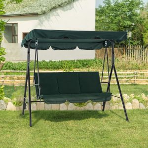 3-Person Patio Swing Chair w Canopy, Green