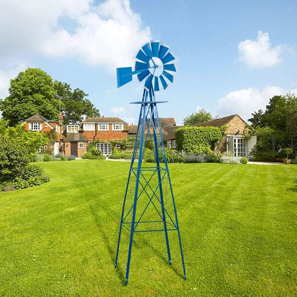 8FT Windmill, Weathervane, Metal Blue