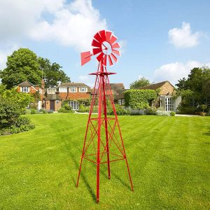 8FT Metal Ornamental Windmill, Red