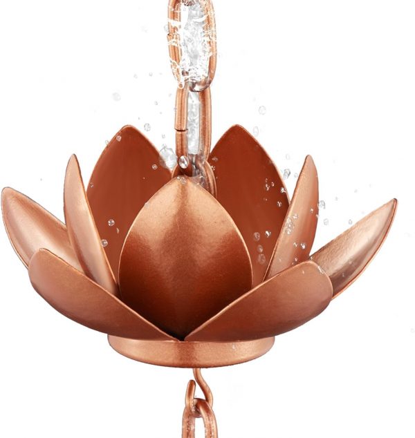 Copper Plated, Lotus Rain Chain, 8.5ft