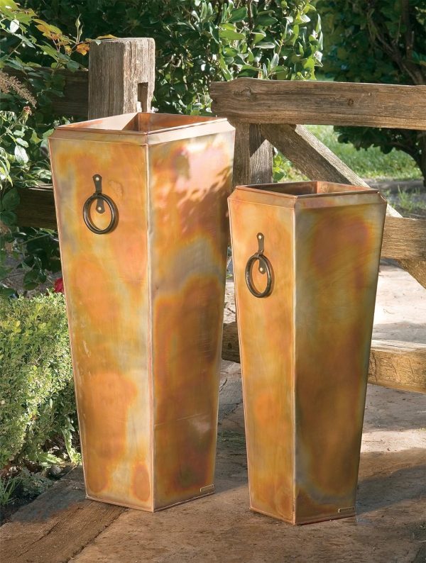 Tall, Outdoor, Copper Planters, Set of 2