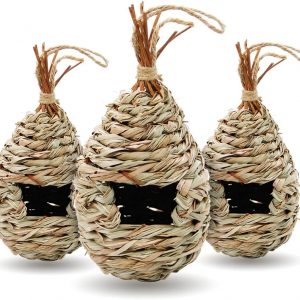 Hummingbird Houses, Natural Grass, Handwoven, 3 Pack