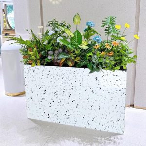 Large Rectangular Planter Box – White w Black Specks