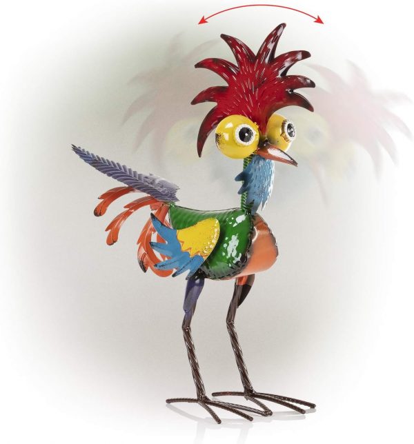 Wacky Metal Rooster Yard Statue Decor