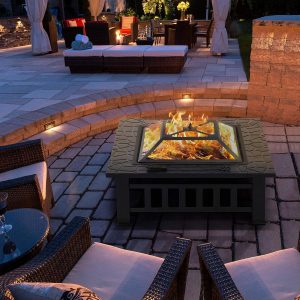 32in Square Metal Fire Pit Table